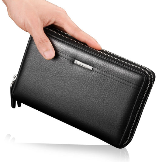 LEINASEN A80 Multi-Card Men Hand Bag Double Zip Big Capacity Wallet(Black) by LEINASEN