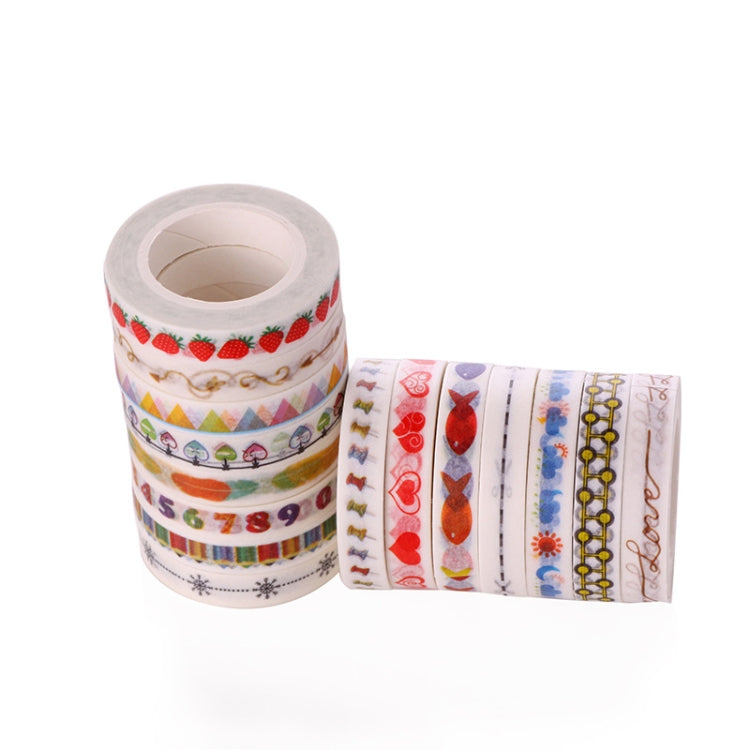 10pcs Paper Tape Hand Ledger Decoration Sticker, 8mmx10m(Colorful Fish SM-14) by bashfashion