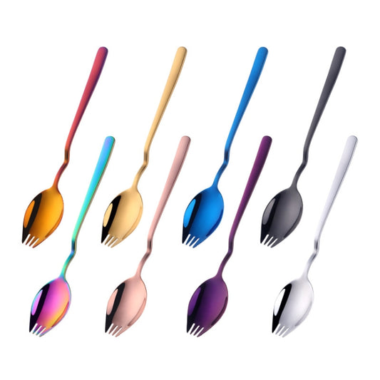 Stainless Steel Instant Noodle Fork Multi-Purpose V-Shaped Knife Fork Spoon Integrated Tableware, Color: Colorful by bashfashion
