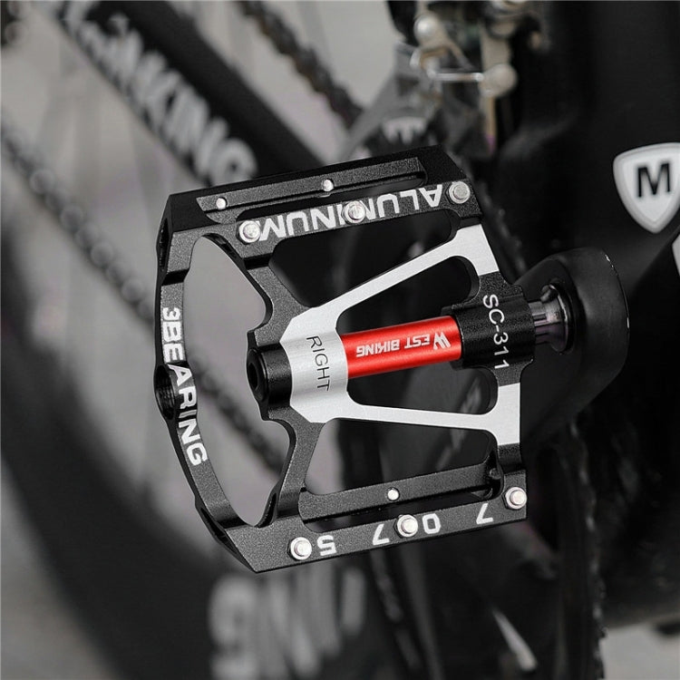 1pair WEST BIKING YP0802083 Mountain Bike Aluminum Alloy Pedal Lightweight Bearing Foot Pedal(Black) by WEST BIKING