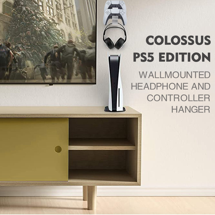 Gamepad & Headphone Three-In-One Wall Mounted Hanger For PS5 / PS4 by bashfashion