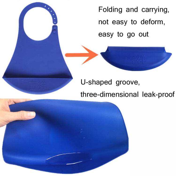Yanxiang Elderly Eat Silicone Waterproof Bib Adult Widened Disposable Saliva Pocket(Blue) by Yanxiang