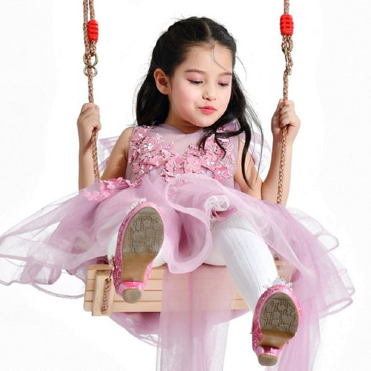 Adult Children Indoor Outdoor Wooden Swing Four Plank Swing,Random Color Delivery(Red) by bashfashion