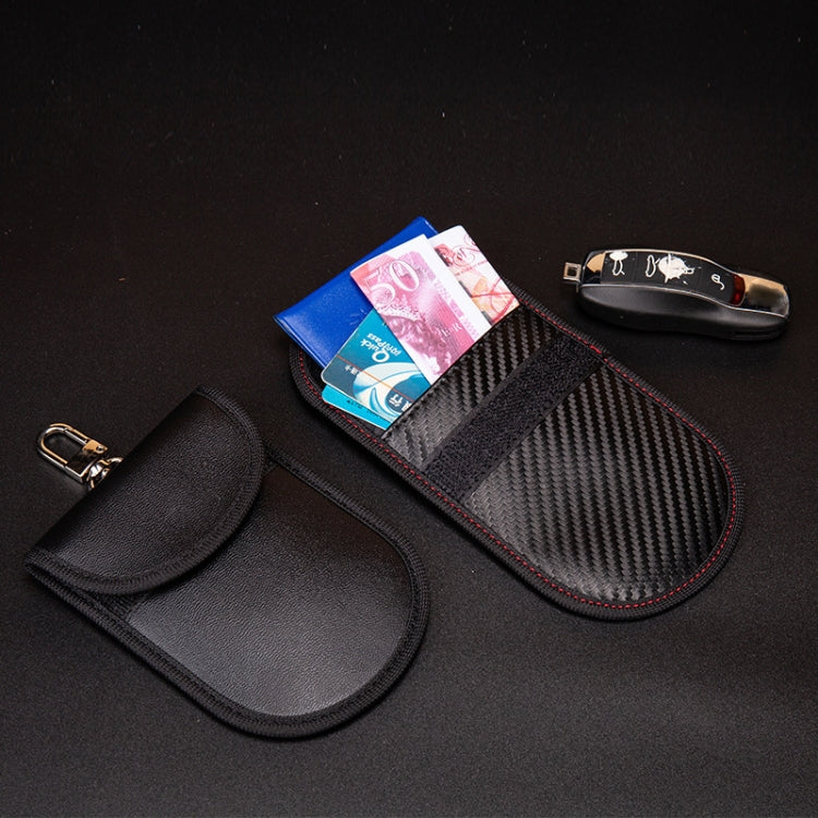 2 PCS Car Key Ring RFID Anti-Theft Key Bag Mobile Phone Signal Shield Bag Anti-Magnetic Bag(Black PU) by bashfashion