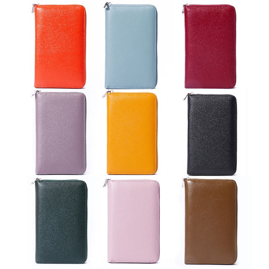 1659 Leather Belly Passport Bag RFID Long Wallet Men And Women Documents Package Multi-Function Zipper Mobile Phone Package(Lotus Color) by bashfashion