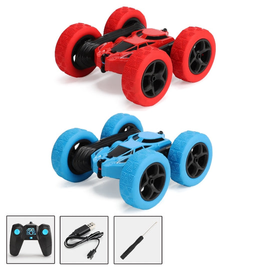 2.4G Remote Control Drift Roll Double-sided Stunt Car With Lights(Blue) by bashfashion
