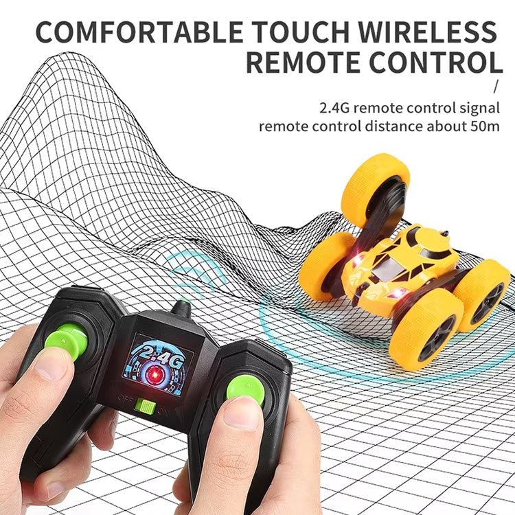 2.4G Remote Control Drift Roll Double-sided Stunt Car With Lights(Blue) by bashfashion