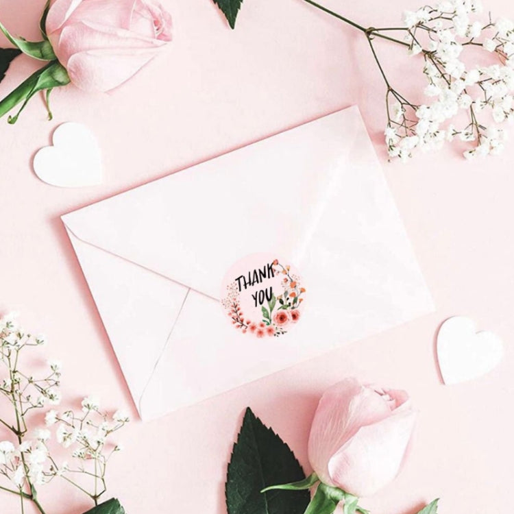 10 Rolls Thank You Floral Sticker Wedding Gift Decoration Sticker, Size: 2.5cm / 1 Inch(K-03-25) by bashfashion