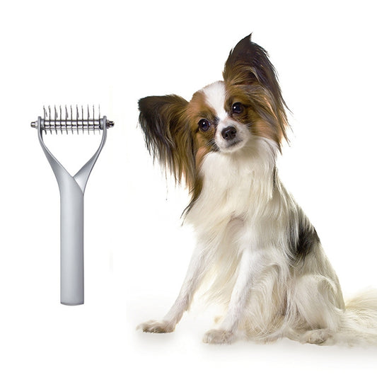 Pet Comb Zinc Alloy Double-Sided Cat Dog Cleaning Beauty Hair Removal Comb, Specification: Silver Small(Ordinary Packaging) by bashfashion