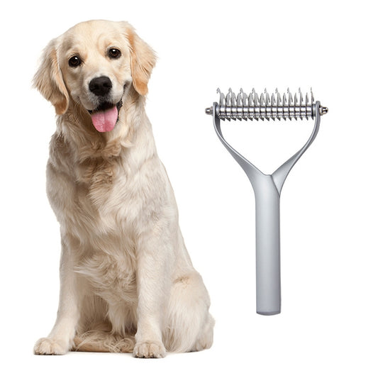 Pet Comb Zinc Alloy Double-Sided Cat Dog Cleaning Beauty Hair Removal Comb, Specification: Silver Large(Ordinary Packaging) by bashfashion