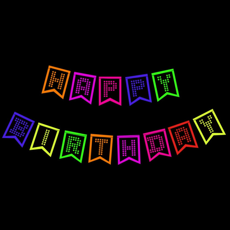 54 In 1 Fluorescent Party Decorations Fluorescent Letters Birthday Pull Flag Cake Insert Balloon Set by bashfashion