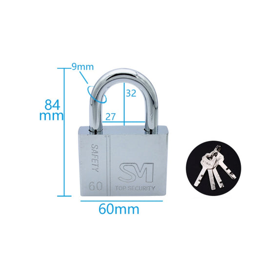 Square Blade Imitation Stainless Steel Padlock, Specification: Short 60mm Not Open by bashfashion