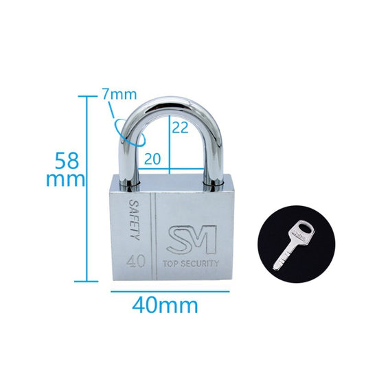 Square Blade Imitation Stainless Steel Padlock, Specification: Short 40mm Open by bashfashion