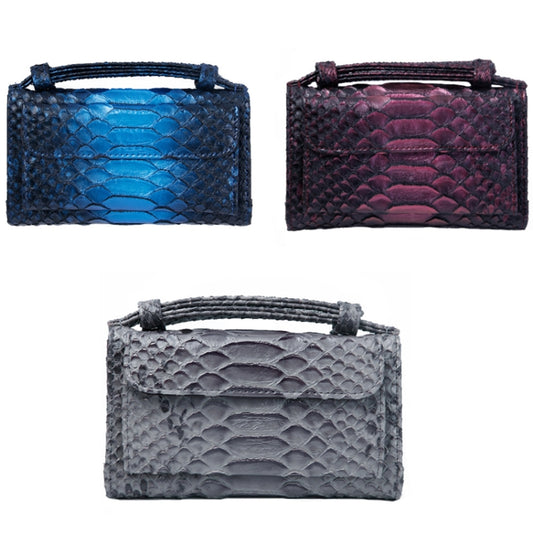 Ladies Snake Texture Print Clutch Bag Long Crossbody Bag With Chain(10# Blue) by bashfashion