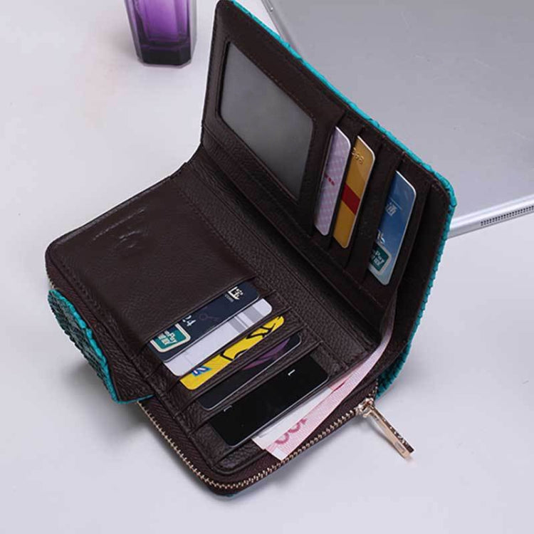 Ladies Python Texture Leather Clutch Embossed Zipper Wallet(Khaki) by bashfashion