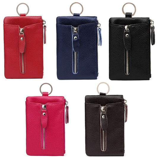 Men Leather Multifunctional Coin Purse Household Large-capacity Key Card Case(Red) by bashfashion