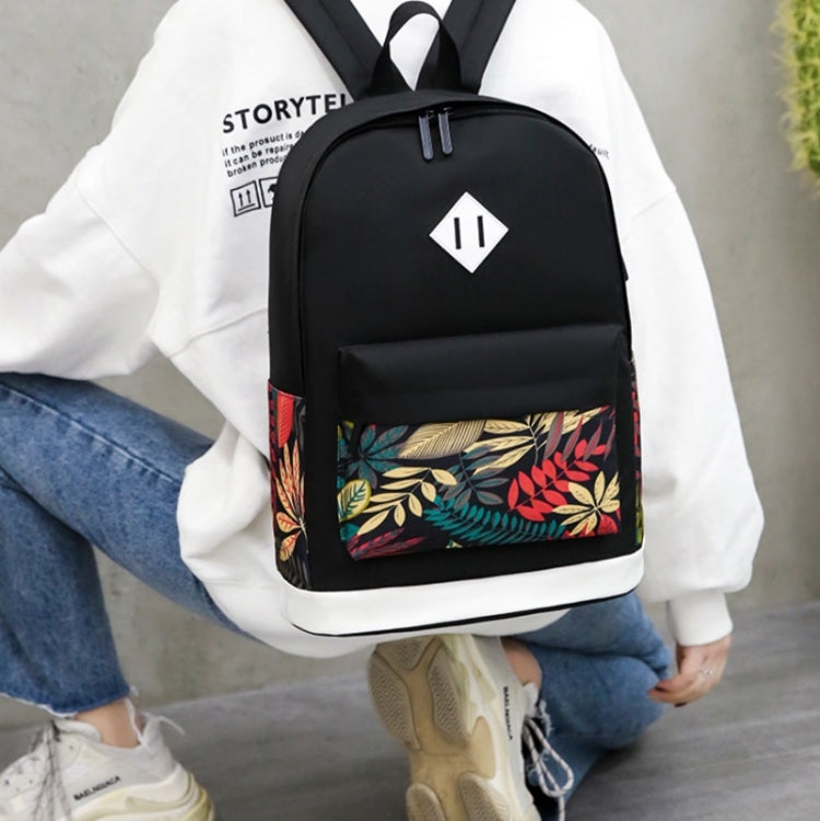 3 in 1 College Style Casual Backpack Student USB Charging Backpack(Leaves Gray) by bashfashion