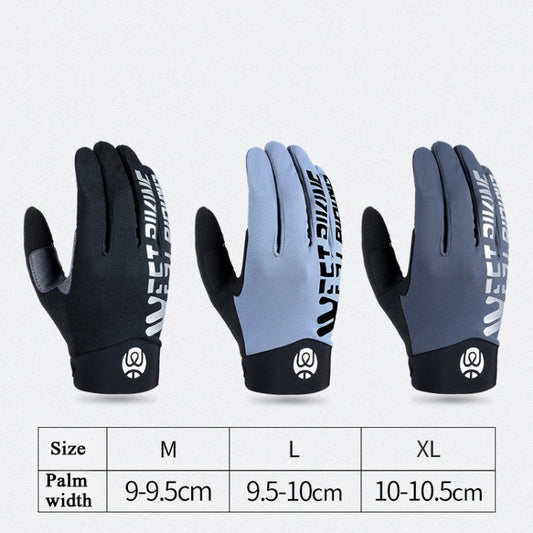 WEST BIKING YP0211214 Long Finger Shock Absorption Non-Slip Touch Screen Gloves Cycling Sports Gloves, Size: M(Black) by WEST BIKING