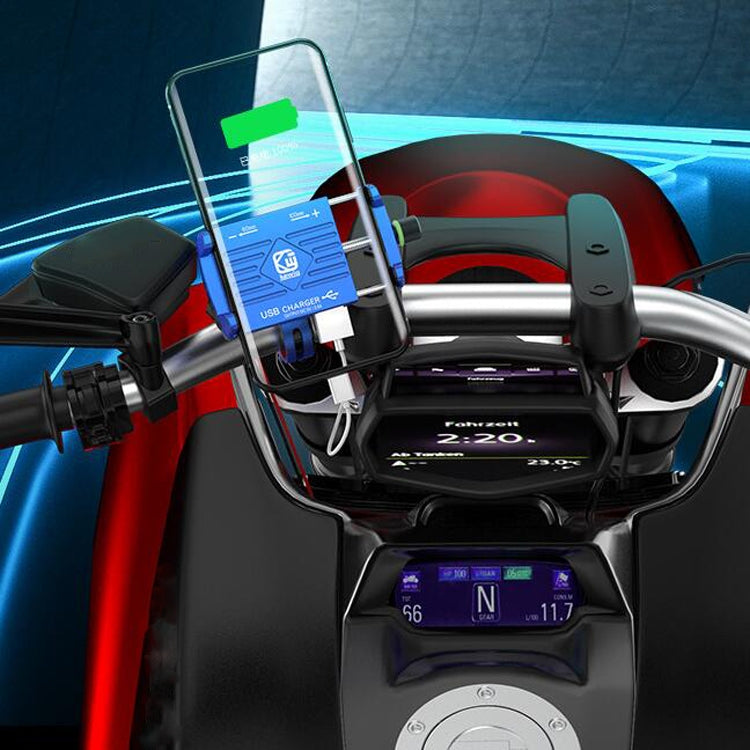 Kewig M6 Aluminum Alloy Motorcycle Mobile Phone Bracket Rechargeable With Switch Waterproof Stable Navigation Bracket(Black) by bashfashion