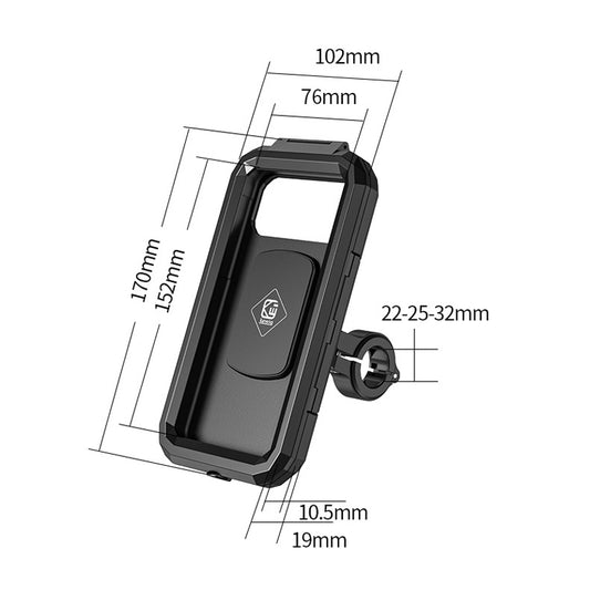 Kewig Bicycle Motorcycle Waterproof Box Mobile Phone Bracket Riding Touch Mobile Phone Fixed Seat(M18S-B1 Small Handlebar Installation) by Kewig