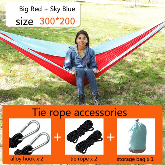 Outdoor Hammock Nylon Parachute Cloth Travel Camping Swing, Style: 3m x 2m (Red+Sky Blue) by bashfashion