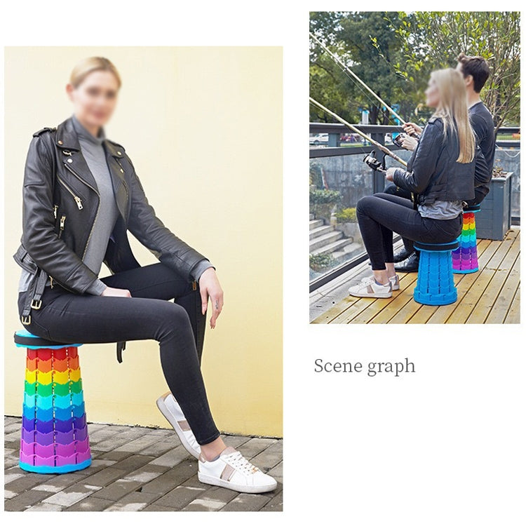 Outdoor Folding Telescopic Stool Portable Fishing Chair(Rainbow) by bashfashion