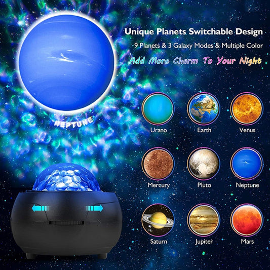 DQ-M3 LED Rotating Starry Sky Light Bluetooth Music Planets Ocean Projector Support TF Card,Style: Rechargeable(Black) by bashfashion
