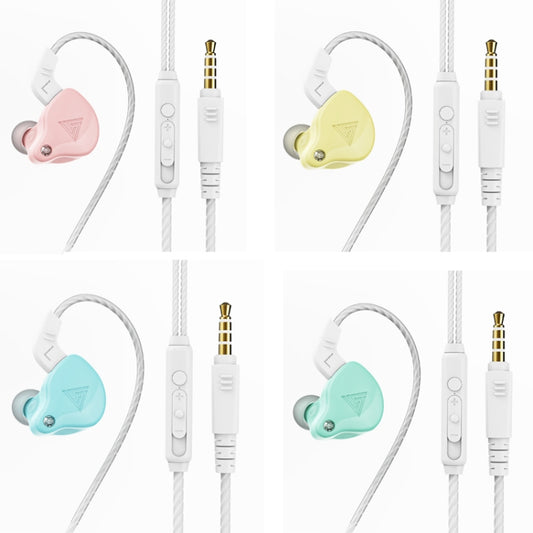 QKZ AK6 2 PCS In-Ear 3.5mm Wired Subwoofer Sports Earphones(AK6-X Glass Blue with Mic) by QKZ