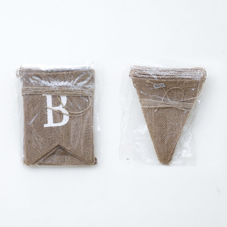 2 PCS Swallowtail Burlap First Birthday Flags Mori Series Party Flags Specification: Burlap Triangle Flag by bashfashion