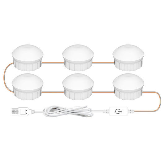 6 LEDs Mirror Front Light Dimmable Makeup Mirror USB Touch Control Light(White Light) by bashfashion