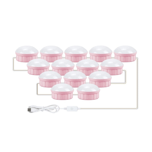 14 LEDs Mirror Front Light Dimmable Makeup Mirror USB Touch Control Light(White Light) by bashfashion