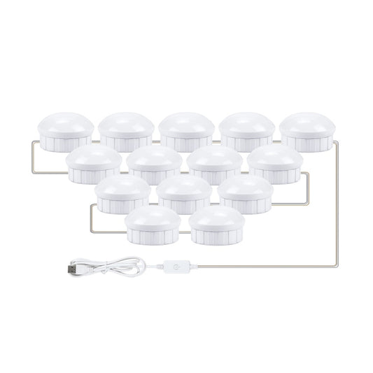 14 LEDs Cosmetic Room Bathroom Mirror Front Light USB Three-Color Dimming Light by bashfashion