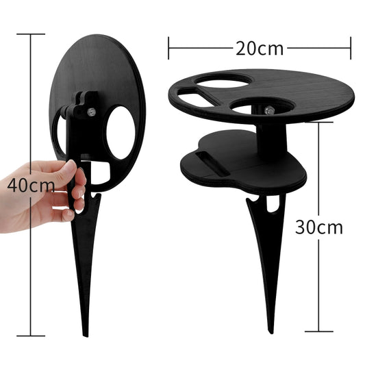 Outdoor Portable Folding Wine Table Outdoor Beach Table, Colour: Double Layer Black by bashfashion