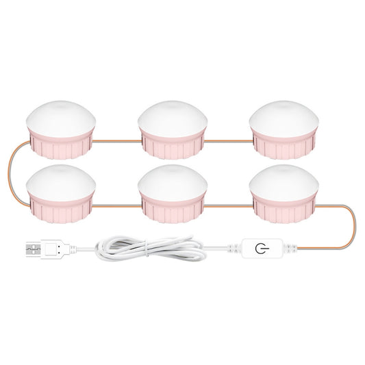 6 LEDs Cosmetic Room Bathroom Mirror Front Light USB Three-Color Dimming Light by bashfashion