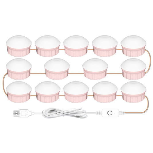 14 LEDs Cosmetic Room Bathroom Mirror Front Light USB Three-Color Dimming Light by bashfashion