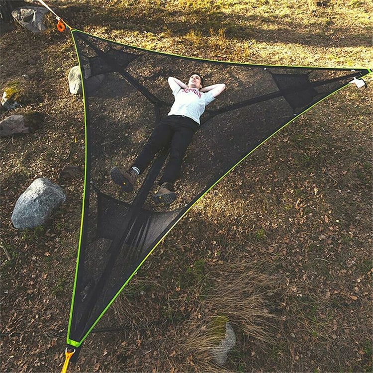 2.8m Family Outdoor Portable Aerial Tent Multi-person Camping Triangle Hammock(Black) by bashfashion