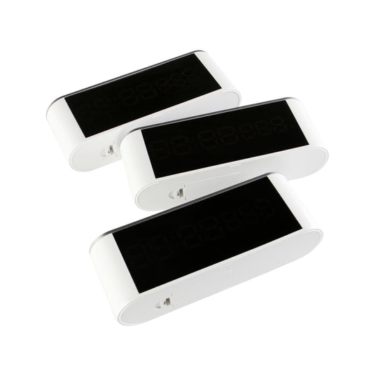 Home LED Mirror Multifunction Electronic Clock Mirror Clock Household Thermometer(Blue Word) by bashfashion