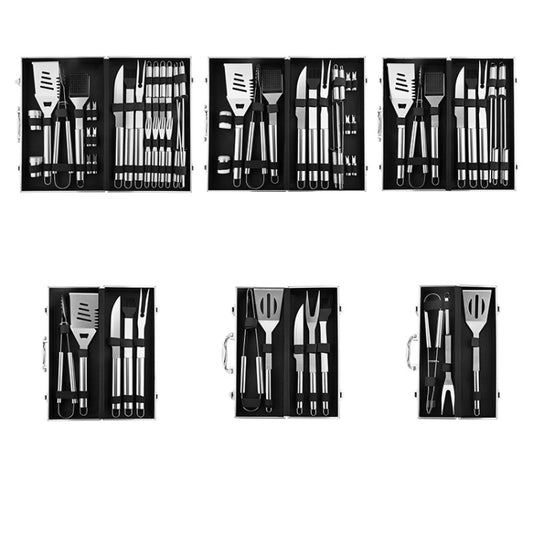 10 in 1 Barbecue Combination Tool Set Aluminum Box Stainless Steel Grill Set by bashfashion