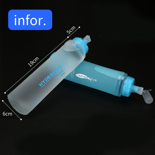 AFISHTOUR TPU Outdoor Sports Soft Water Bag Marathon Water Bottle Folding Water Bag, Capacity: 400ml (Blue) by AFISHTOUR