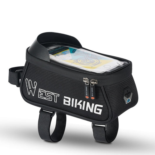 WEST BIKING West 6.9 Inches Rider Bike Reflective Mobile Phone Touch Screen Front Bag Mountain Bike Front Beam Upper Tube Bag(Black) by WEST BIKING