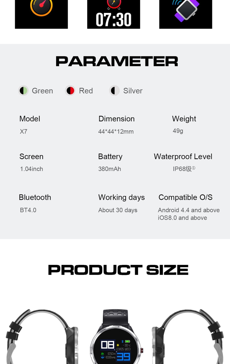 Q88 Smart Watch IP68 Waterproof Men Sports Smartwatch Android Bluetooth Watch Support Heart Rate / Call Reminder / Pedometer / Sleep Monitoring / Tracker(Black Grey) by bashfashion