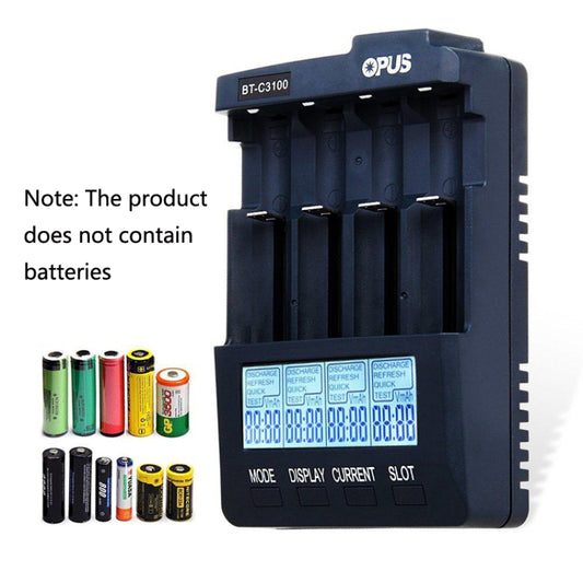 OPUS BT-C3100 Smart Smart Digital Intelligent 4-Slot Battery Charger(UK Plug) by OPUS