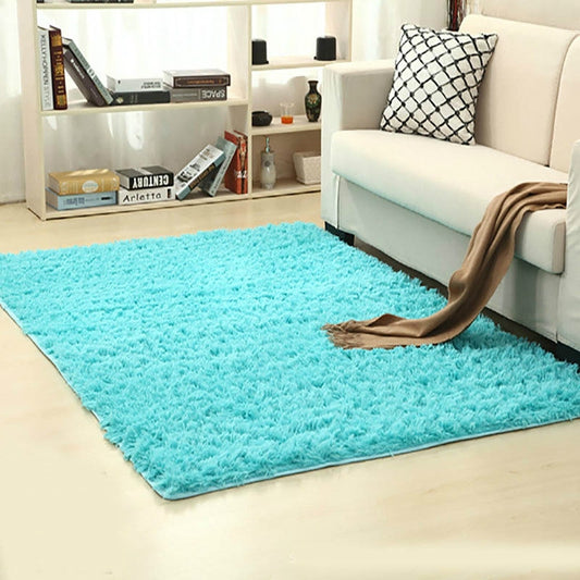 Shaggy Carpet for Living Room Home Warm Plush Floor Rugs fluffy Mats Kids Room Faux Fur Area Rug, Size:160x200cm(Blue) by bashfashion