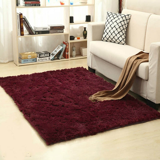 Shaggy Carpet for Living Room Home Warm Plush Floor Rugs fluffy Mats Kids Room Faux Fur Area Rug, Size:160x200cm(Wine Red) by bashfashion