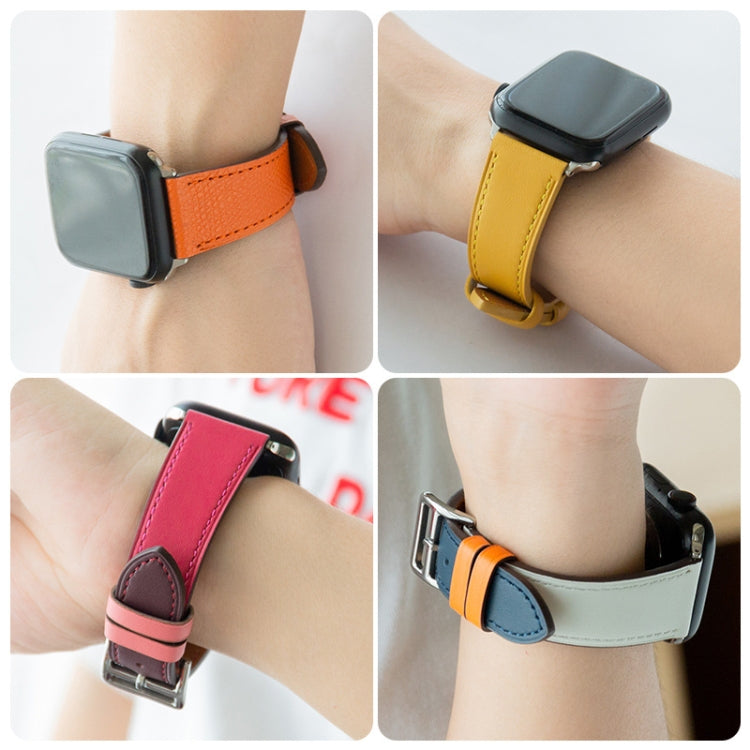 Cowhide Leather Strap Watch Band For Apple Watch Ultra 49mm&Watch Ultra 2 49mm / Series 9&8&7 45mm / SE 3&SE 2&6&SE&5&4 44mm / 3&2&1 42mm(Black) by bashfashion