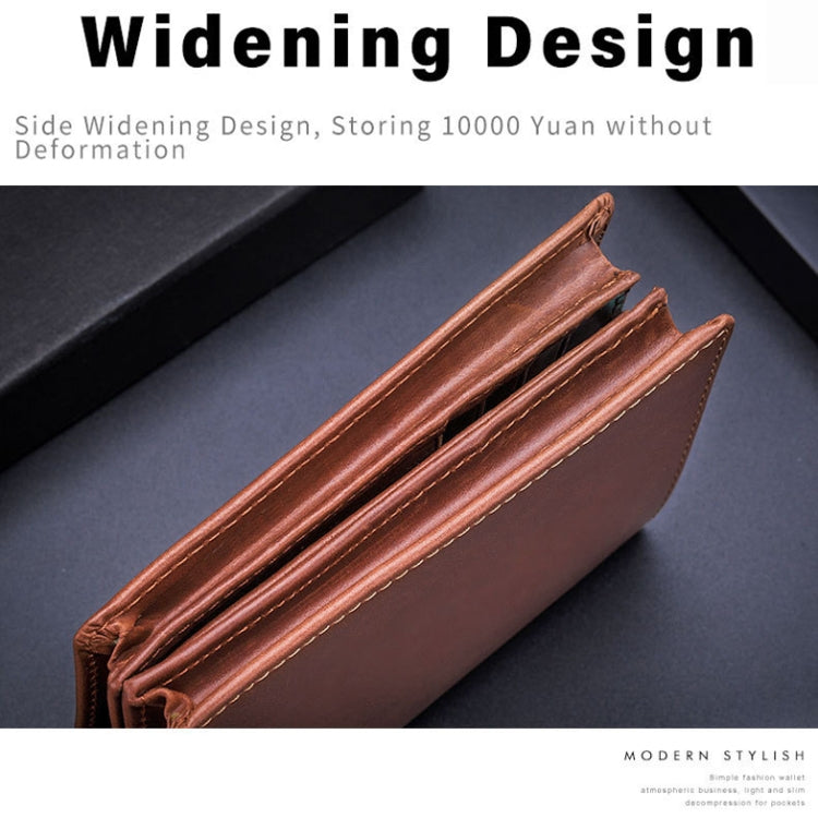 BULL CAPTAIN 027 Men Short Anti-Theft Wallet Leather Multi-Card Thicken Wallet, Colour: Brown by BULL CAPTAIN