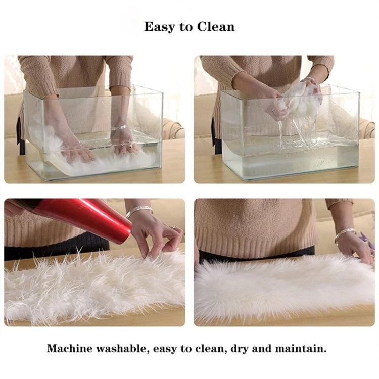 Wool Sofa Cushion Fur Full Whole Sheepskin Carpet Window Decoration Mat, Size:65x100cm(White Dust) by bashfashion