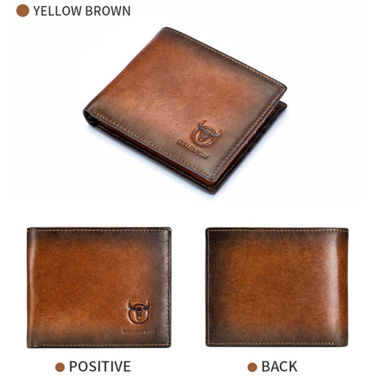 BULL CAPTAIN 05 Men Leather Wallet Anti-Theft Multi-Card Bit Soft Cowhide Wallet, Colour: Yellow Brown by BULL CAPTAIN