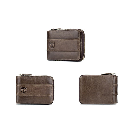 BULL CAPTAIN 025 Leather First-Layer Cowhide Wallet Multi-Function Card Tap Wallet(Brown) by BULL CAPTAIN