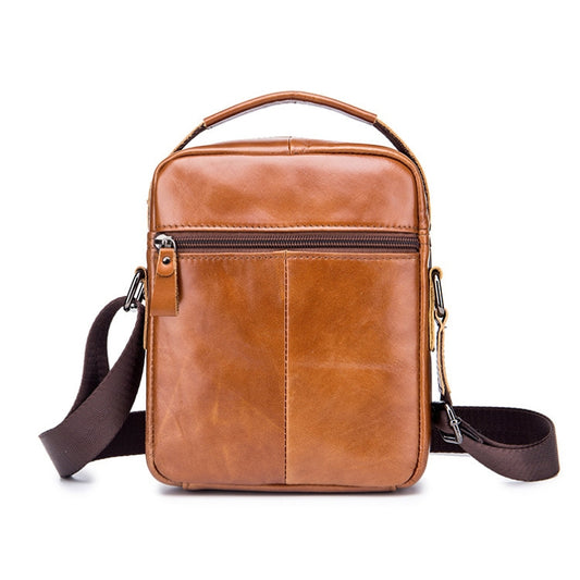 BULL CAPTAIN 777 Men Leather Shoulder Bag First-Layer Cowhide Retro Large Capacity Satchel(Yellow Brown) by BULL CAPTAIN